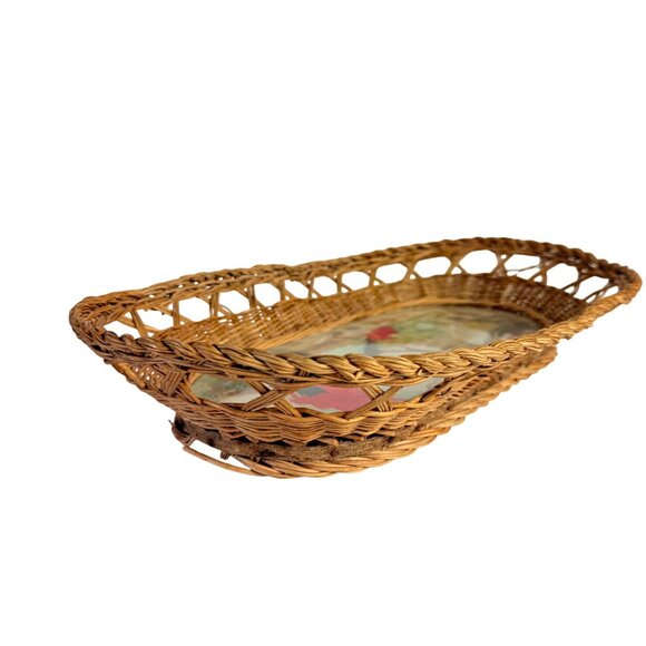 Mexican Tropical Bird Wicker Tray Folk Art Decorative Artisan Hand Painted VTG - Picture 11 of 16
